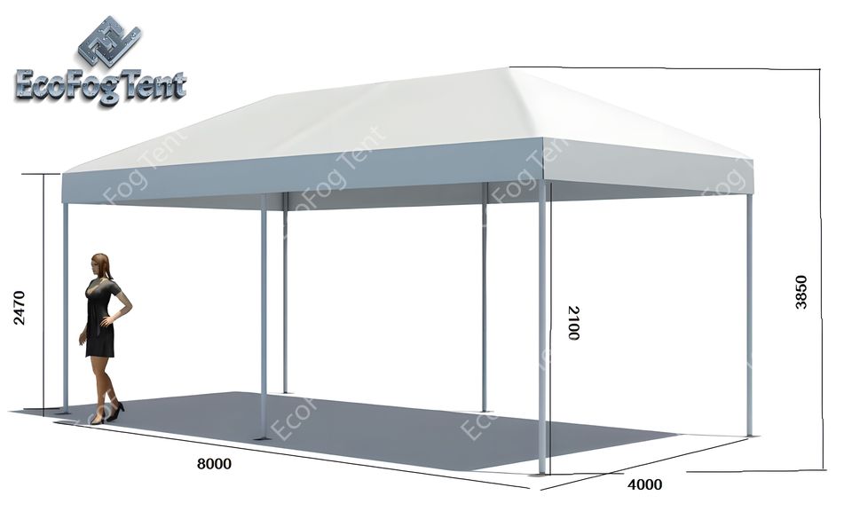 Свадебный шатёр 4*8 м Profi Estet фриз с воланом от производителя Ecofog Tent. Цена от производителя